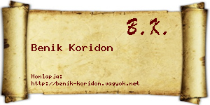 Benik Koridon névjegykártya